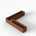 Bloembak Module+ L-vorm 60x300x300x56 cm Corten