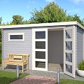 Blokhut Timian 380x230 Platinum Grey-Wit