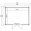 Blokhut Mikkel 380x275 Platinum Grey-Wit
