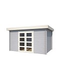 Blokhut Mikkel 380x275 Platinum Grey-Wit