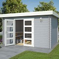 Blokhut Mikkel 380x275 Platinum Grey-Wit