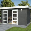 Blokhut Mikkel 380x275 Carbon Grey-Wit