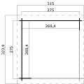 Blokhut Lara 275x275 Carbon Grey-Wit