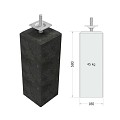 Betonpoer antraciet met facetrand 15x15 /18x18x58 cm, schroefdraad M20