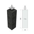 Betonpoer antraciet met facetrand 12x12 /15x15x58 cm, schroefdraad M20