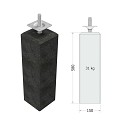 Betonpoer antraciet met facetrand 12x12 /15x15x58 cm, schroefdraad M20