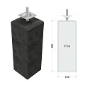 Betonpoer antraciet met facetrand 15x15 /18x18x58 cm, schroefdraad M20