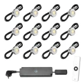 Set spots aluminium, 12 stuks Inclusief trafo, afstandsbediening en kabel van 5 meter