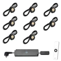 Set spots zwart, 8 stuks Inclusief trafo, afstandsbediening en kabel van 5 meter