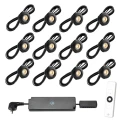 Set spots zwart, 12 stuks Inclusief trafo, afstandsbediening en kabel van 5 meter
