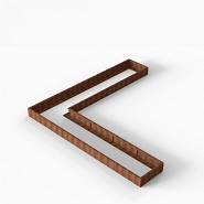 Bloembak Module+ L-vorm 90x450x450x28 cm Corten