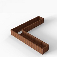 Bloembak Module+ L-vorm 60x300x300x42 cm Corten