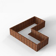 Bloembak Module+ L-vorm 90x210x210x42 cm Corten