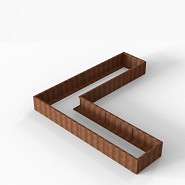 Bloembak Module+ L-vorm 90x360x360x42 cm Corten