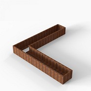 Bloembak Module+ L-vorm 60x330x330x42 cm Corten