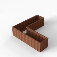 Bloembak Module+ L-vorm 60x210x210x56 cm Corten