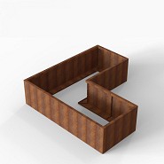 Bloembak Module+ L-vorm 90x210x210x56 cm Corten