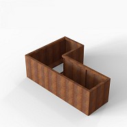 Bloembak Module+ L-vorm 60x120x180x56 cm Corten