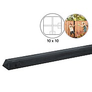 Betonpaal glad met diamantkop 10x10x270 cm, antraciet ongecoat, hoekpaal