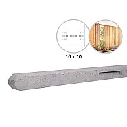 Betonpaal stampbeton 10x10x310 cm, grijs tussenpaal t.b.v. recht scherm met 2 betonplaten