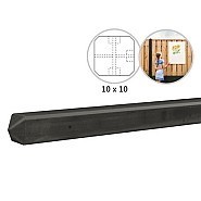 Betonpaal glad met diamantkop 10x10x275 cm, antraciet ongecoat, T-paal
