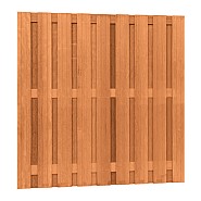 Hardhouten geschaafd plankenscherm 20-planks 14 mm, recht verticaal, 180x180 cm, betonsysteem