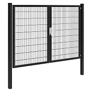 Hillfence metalen dubbele poort Premium-line inclusief slot, 300x180 cm, zwart