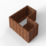 Bloembak Module+ L-vorm 60x120x120x42 cm Corten