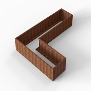 Bloembak Module+ L-vorm 90x360x270x56 cm Corten