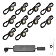 Set spots zwart, 10 stuks Inclusief trafo, afstandsbediening en kabel van 5 meter