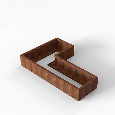 Bloembak Module+ L-vorm 60x120x180x28 cm Corten