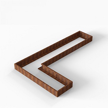 Bloembak Module+ L-vorm 90x450x270x28 cm Corten