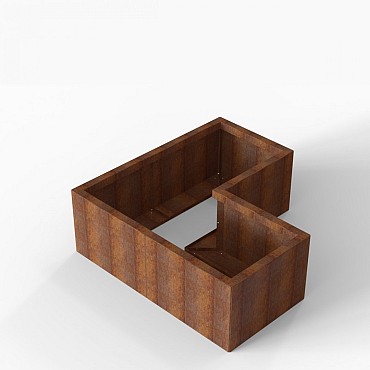 Bloembak Module+ L-vorm 60x120x120x42 cm Corten