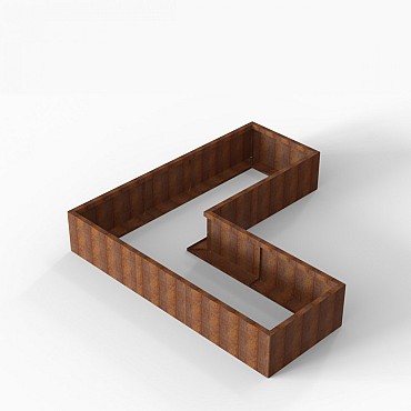 Bloembak Module+ L-vorm 90x240x240x42 cm Corten