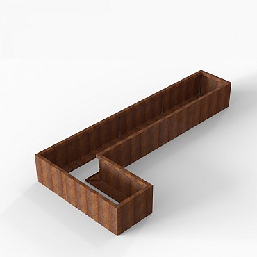 Bloembak Module+ L-vorm 60x330x150x42 cm Corten