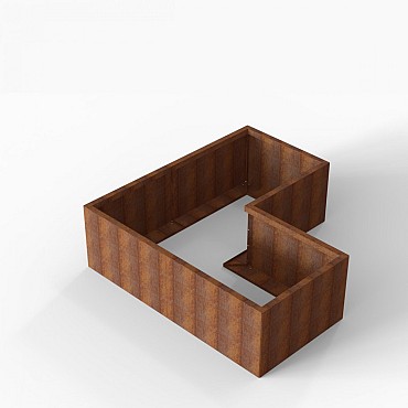 Bloembak Module+ L-vorm 90x180x180x56 cm Corten
