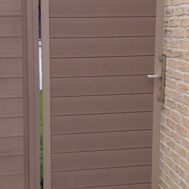 Deur met aluminium vulling 180 cm kleur kleur Stone Grey compleet met hang en sluitwerk