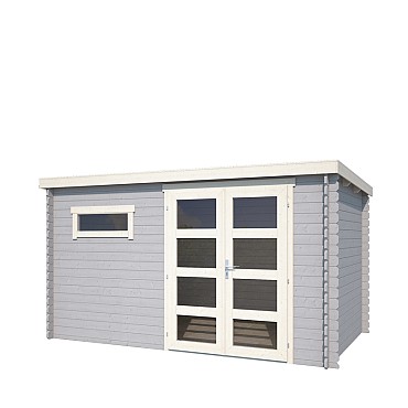 Blokhut Timian 380x230 Platinum Grey-Wit