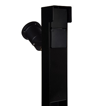 Tuinpaal - pro+ tweevoudig met spot, kabeldoos, afdekkap en installatiedraad zwart