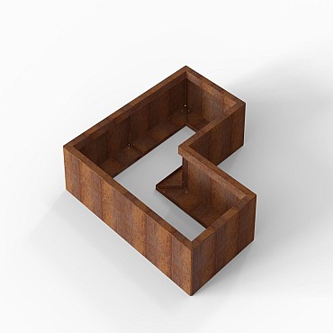 Bloembak Module+ L-vorm 60x120x120x28 cm Corten