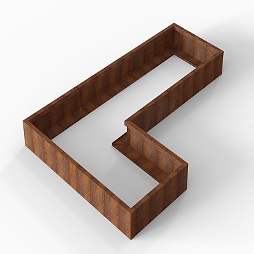 Bloembak Module+ L-vorm 90x270x180x28 cm Corten