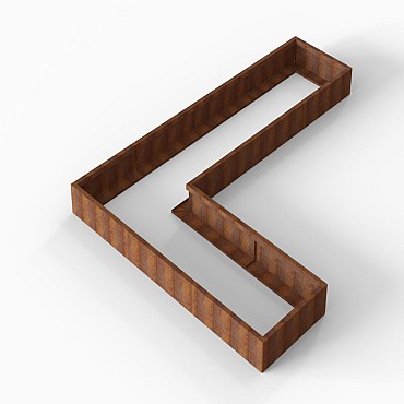Bloembak Module+ L-vorm 90x360x270x28 cm Corten