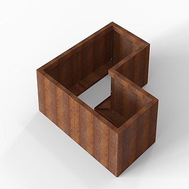 Bloembak Module+ L-vorm 60x120x120x42 cm Corten