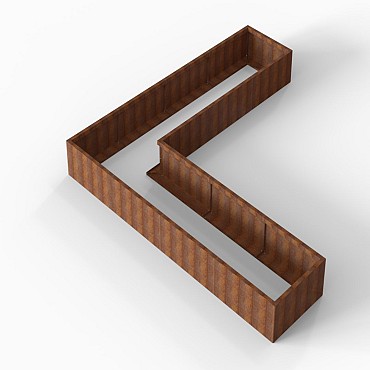 Bloembak Module+ L-vorm 90x360x360x42 cm Corten