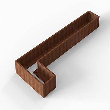 Bloembak Module+ L-vorm 60x420x150x42 cm Corten