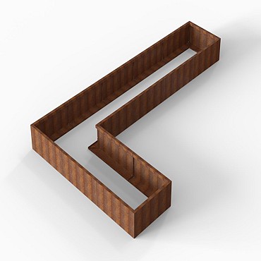 Bloembak Module+ L-vorm 90x450x270x42 cm Corten