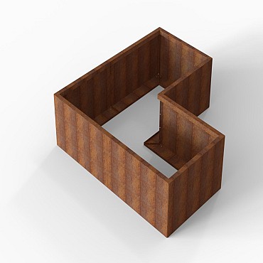 Bloembak Module+ L-vorm 90x180x180x56 cm Corten