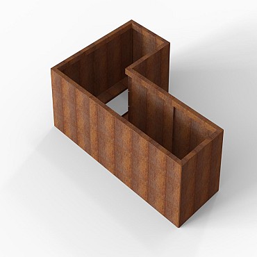 Bloembak Module+ L-vorm 60x120x180x56 cm Corten