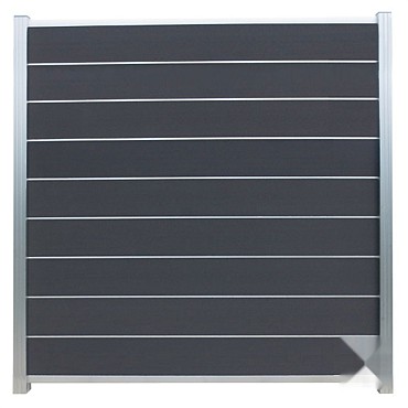 Elephant schutting Modular Evo houtcomposiet 180x200 cm Rock Grey, alu profielen