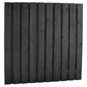 Naaldhout geschaafd plankenscherm 21-planks 15 mm, 180x180 cm, recht, geïmpregneerd en zwart gespoten
